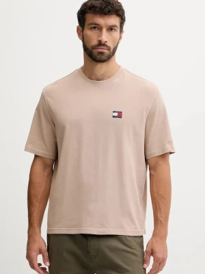 Tommy Jeans t-shirt bawełniany męski kolor brązowy gładki DM0DM21975