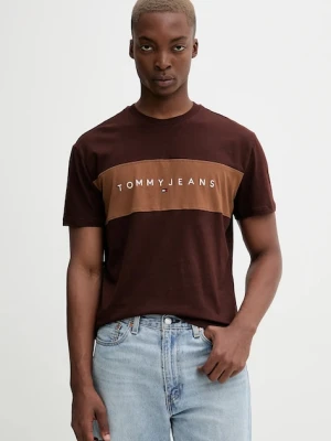 Tommy Jeans t-shirt bawełniany męski kolor brązowy wzorzysty DM0DM21933