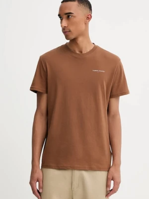 Tommy Jeans t-shirt bawełniany męski kolor brązowy z nadrukiem DM0DM21780