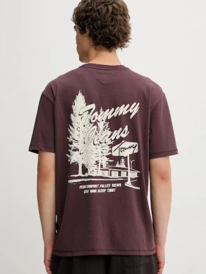 Tommy Jeans t-shirt bawełniany męski kolor brązowy z nadrukiem DM0DM22060