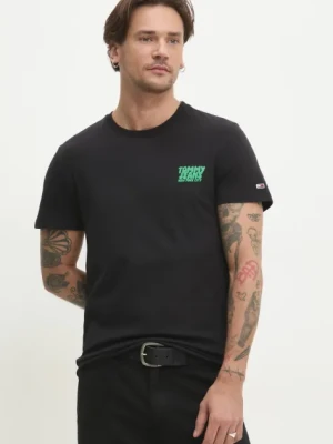 Tommy Jeans t-shirt bawełniany męski kolor czarny gładki DM0DM21863