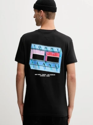 Tommy Jeans t-shirt bawełniany męski kolor czarny wzorzysty DM0DM21980