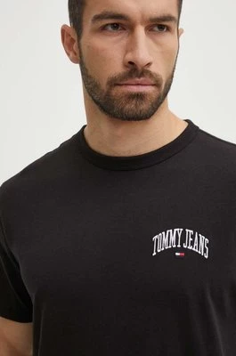 Tommy Jeans t-shirt bawełniany męski kolor czarny z aplikacją DM0DM18665