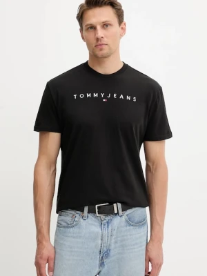 Tommy Jeans t-shirt bawełniany męski kolor czarny z aplikacją DM0DM20744
