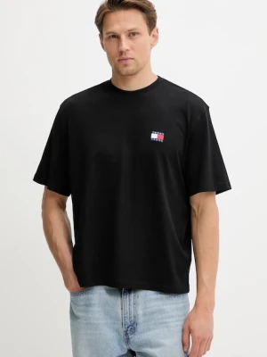 Tommy Jeans t-shirt bawełniany męski kolor czarny z aplikacją DM0DM21785