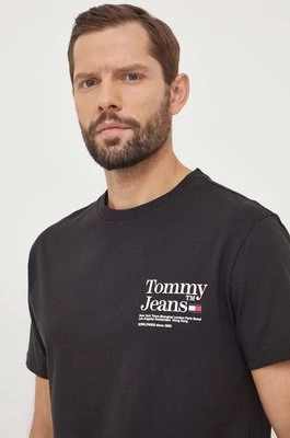 Tommy Jeans t-shirt bawełniany męski kolor czarny z nadrukiem DM0DM18870