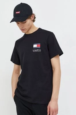 Tommy Jeans t-shirt bawełniany męski kolor czarny z nadrukiem DM0DM18263