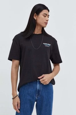 Tommy Jeans t-shirt bawełniany męski kolor czarny z nadrukiem DM0DM18286