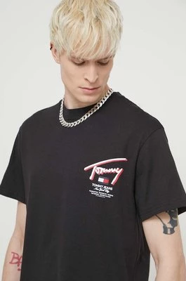 Tommy Jeans t-shirt bawełniany męski kolor czarny z nadrukiem DM0DM18574