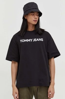 Tommy Jeans t-shirt bawełniany męski kolor czarny z nadrukiem DM0DM18267