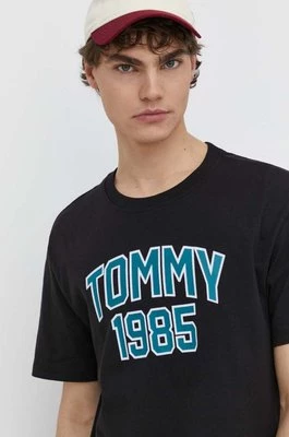 Tommy Jeans t-shirt bawełniany męski kolor czarny z nadrukiem DM0DM18559CHEAPER