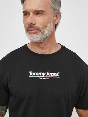 Tommy Jeans t-shirt bawełniany męski kolor czarny z nadrukiem DM0DM18590