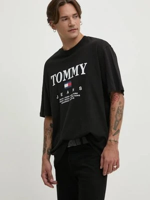 Tommy Jeans t-shirt bawełniany męski kolor czarny z nadrukiem DM0DM20080