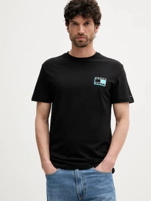 Tommy Jeans t-shirt bawełniany męski kolor czarny z nadrukiem DM0DM21577