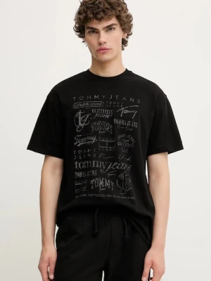 Tommy Jeans t-shirt bawełniany męski kolor czarny z nadrukiem DM0DM21584