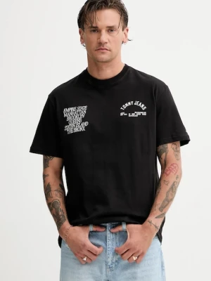 Tommy Jeans t-shirt bawełniany męski kolor czarny z nadrukiem DM0DM21592