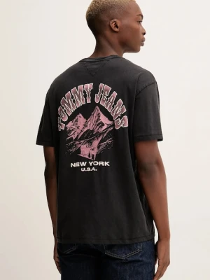 Tommy Jeans t-shirt bawełniany męski kolor czarny z nadrukiem DM0DM22060