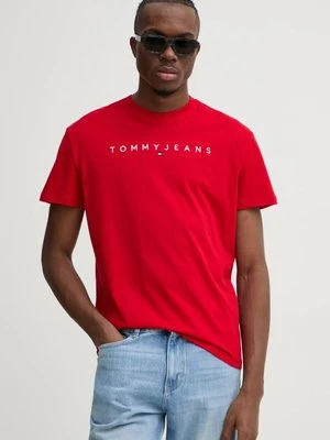 Tommy Jeans t-shirt bawełniany męski kolor czerwony z aplikacją DM0DM20744