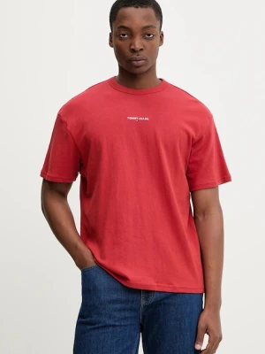 Tommy Jeans t-shirt bawełniany męski kolor czerwony z aplikacją DM0DM21110