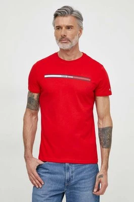 Tommy Jeans t-shirt bawełniany męski kolor czerwony z nadrukiem DM0DM13509