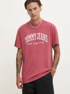 Tommy Jeans t-shirt bawełniany męski kolor czerwony z nadrukiem DM0DM19699