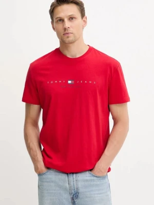 Tommy Jeans t-shirt bawełniany męski kolor czerwony z nadrukiem DM0DM21911