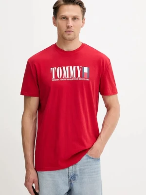 Tommy Jeans t-shirt bawełniany męski kolor czerwony z nadrukiem DM0DM21941