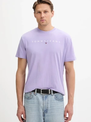 Tommy Jeans t-shirt bawełniany męski kolor fioletowy z aplikacją DM0DM20744