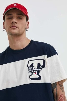 Tommy Jeans t-shirt bawełniany męski kolor granatowy wzorzysty DM0DM18674