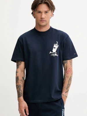 Tommy Jeans t-shirt bawełniany męski kolor granatowy wzorzysty DM0DM21830