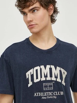 Tommy Jeans t-shirt bawełniany męski kolor granatowy z aplikacją DM0DM18557