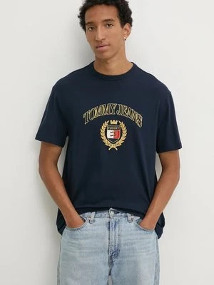 Tommy Jeans t-shirt bawełniany męski kolor granatowy z aplikacją DM0DM19690