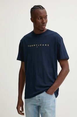 Tommy Jeans t-shirt bawełniany męski kolor granatowy z aplikacją DM0DM19694