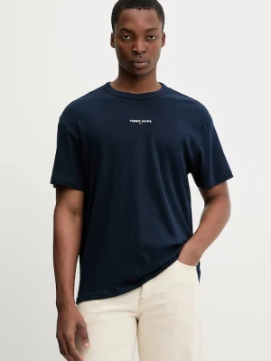 Tommy Jeans t-shirt bawełniany męski kolor granatowy z aplikacją DM0DM21110