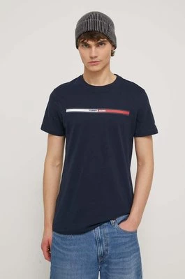 Tommy Jeans t-shirt bawełniany męski kolor granatowy z nadrukiem DM0DM13509