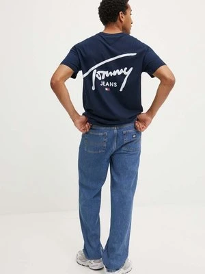 Tommy Jeans t-shirt bawełniany męski kolor granatowy z nadrukiem DM0DM18536