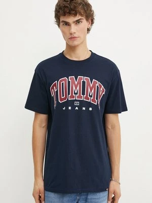 Tommy Jeans t-shirt bawełniany męski kolor granatowy z nadrukiem DM0DM18537