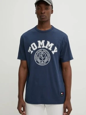 Tommy Jeans t-shirt bawełniany męski kolor granatowy z nadrukiem DM0DM18542