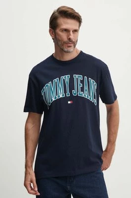 Tommy Jeans t-shirt bawełniany męski kolor granatowy z nadrukiem DM0DM18558