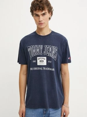 Tommy Jeans t-shirt bawełniany męski kolor granatowy z nadrukiem DM0DM19198