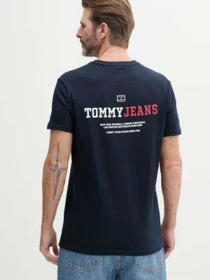Tommy Jeans t-shirt bawełniany męski kolor granatowy z nadrukiem DM0DM20815