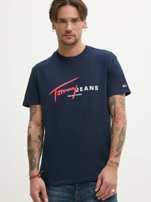 Tommy Jeans t-shirt bawełniany męski kolor granatowy z nadrukiem DM0DM20817