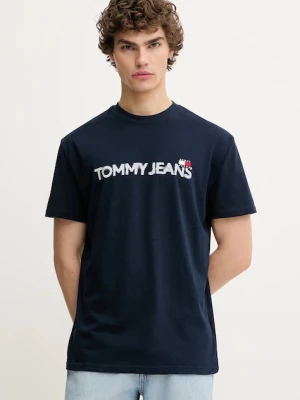 Tommy Jeans t-shirt bawełniany męski kolor granatowy z nadrukiem DM0DM21585