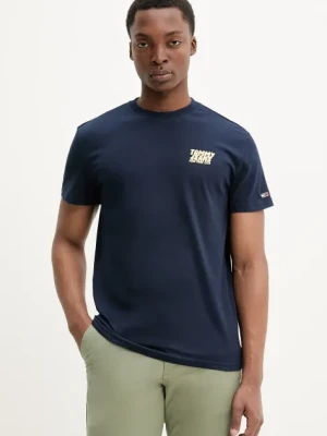 Tommy Jeans t-shirt bawełniany męski kolor granatowy z nadrukiem DM0DM21864