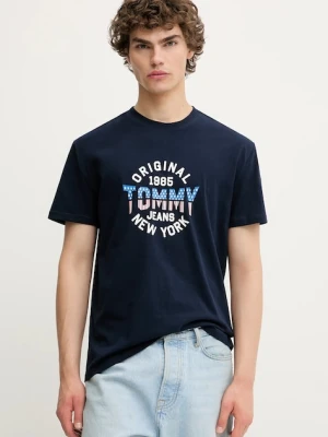 Tommy Jeans t-shirt bawełniany męski kolor granatowy z nadrukiem DM0DM21913