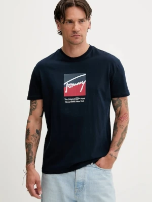 Tommy Jeans t-shirt bawełniany męski kolor granatowy z nadrukiem DM0DM21940
