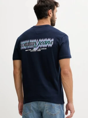 Tommy Jeans t-shirt bawełniany męski kolor granatowy z nadrukiem DM0DM21982