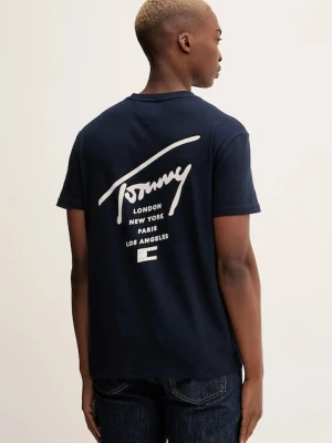 Tommy Jeans t-shirt bawełniany męski kolor granatowy z nadrukiem DM0DM22120