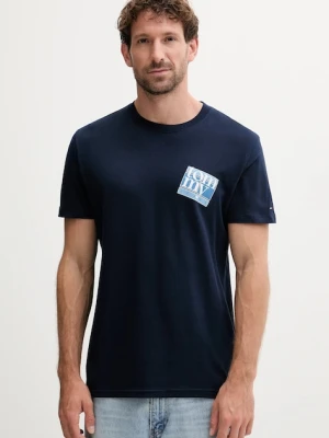 Tommy Jeans t-shirt bawełniany męski kolor granatowy z nadrukiem DM0DM22127
