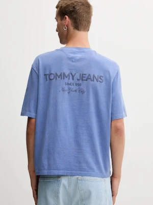 Tommy Jeans t-shirt bawełniany męski kolor niebieski gładki DM0DM21975